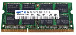 SDRAM, 4 GB, DDR3 1066, SO-DIMM