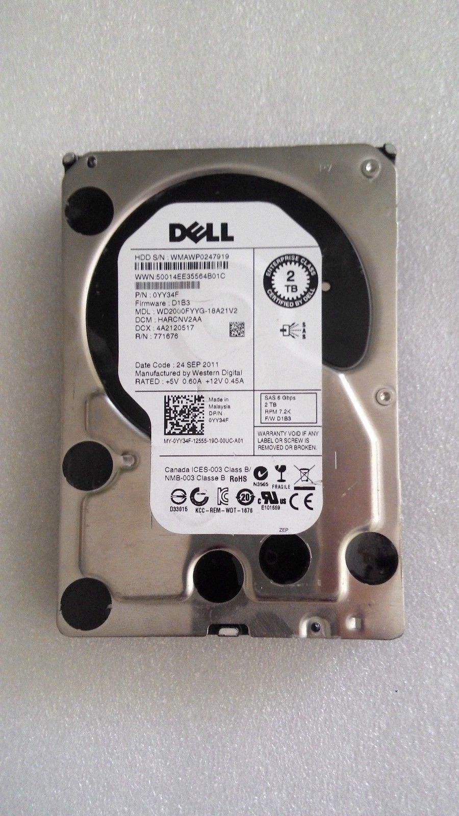 Yx2nx Dell 2tb 72k Rpm Near Line Sas-12gbps 512e 25in Hot-plug 128mb Buffer Hard Drive With Tray For Poweredge Server